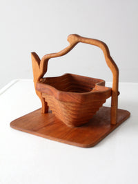 vintage collapsible wooden basket