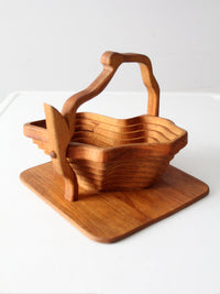 vintage collapsible wooden basket