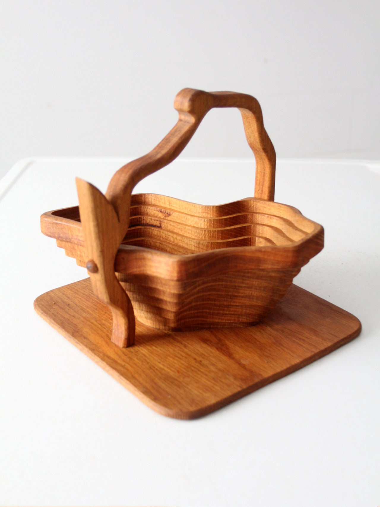 vintage collapsible wooden basket
