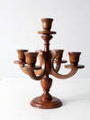 mid century turned wood candelabra