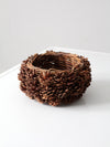 vintage handmade pinecone basket