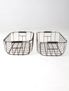 vintage wire baskets pair