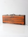 vintage orange wooden tool box