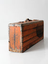 vintage orange wooden tool box