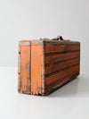 vintage orange wooden tool box