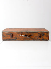 vintage orange wooden tool box