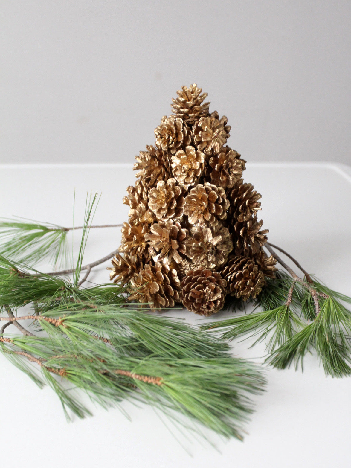 vintage gold pinecone tree