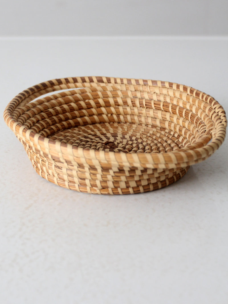 vintage woven coil basket bowl