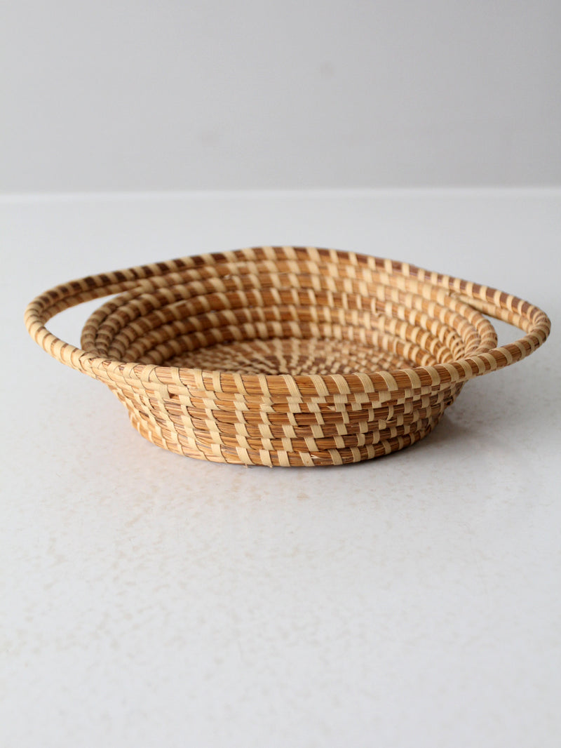 vintage woven coil basket bowl