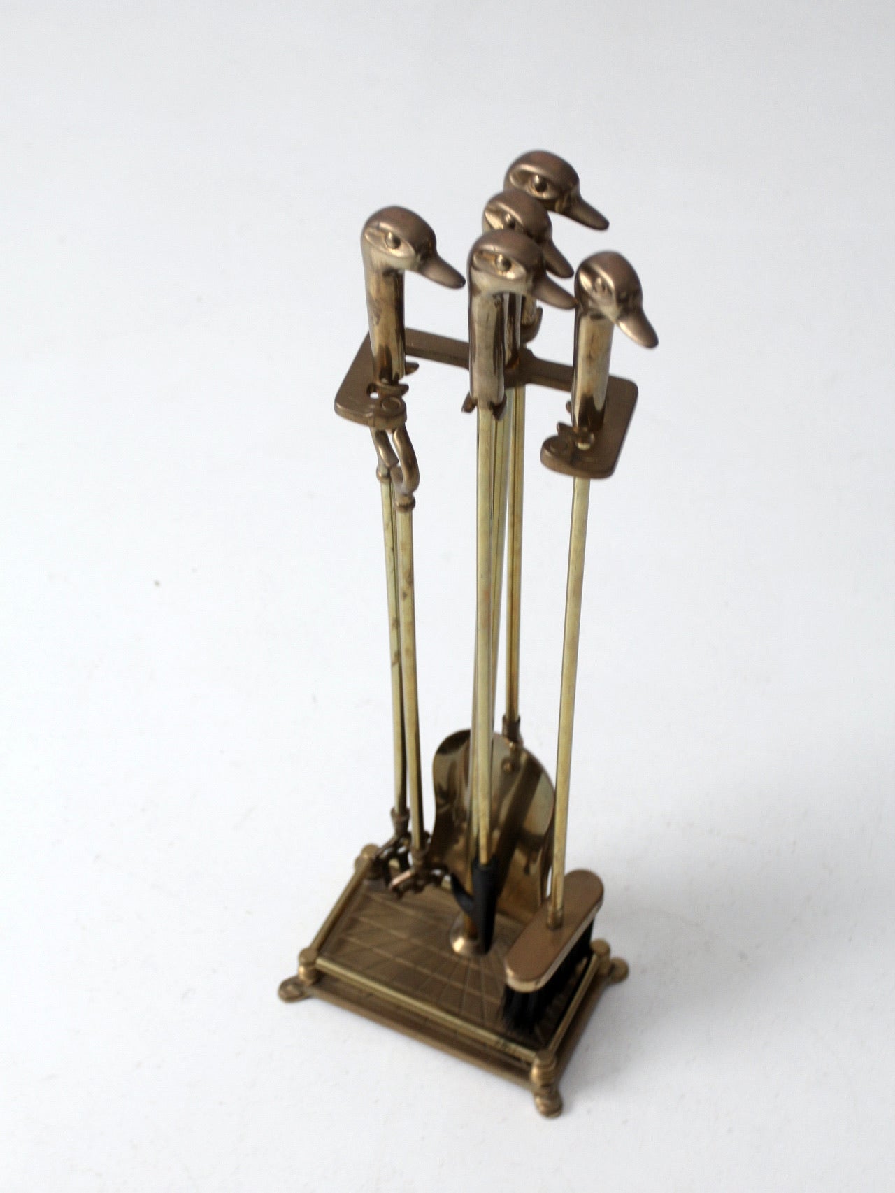 vintage brass duck fireplace tools set – 86 Vintage