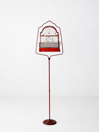 antique Crown bird cage with cast iron stand