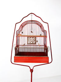 antique Crown bird cage with cast iron stand