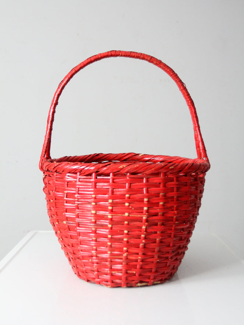 vintage red gathering basket