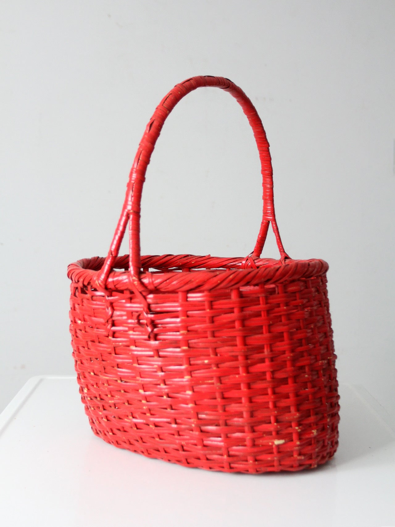 vintage red gathering basket