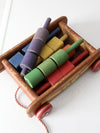 vintage 50s Playskool toy wagon with blocks