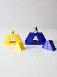 vintage Liz Claiborne Realities perfume bottles | pair of empty geometric bottles