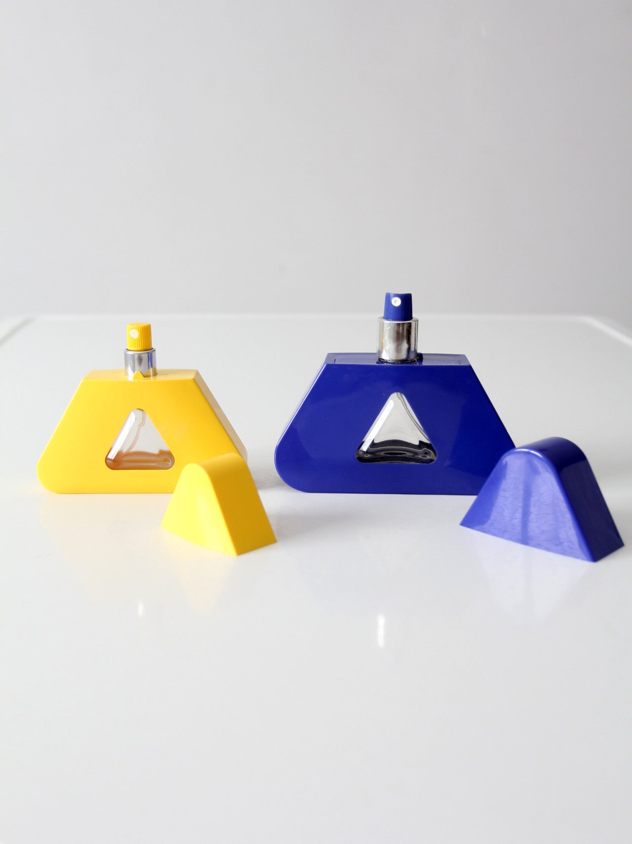 vintage Liz Claiborne Realities perfume bottles | pair of empty geometric bottles
