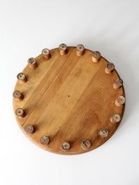 vintage folk art lazy Susan with thread spools