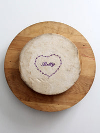 vintage folk art lazy Susan with thread spools