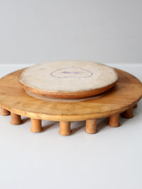 vintage folk art lazy Susan with thread spools