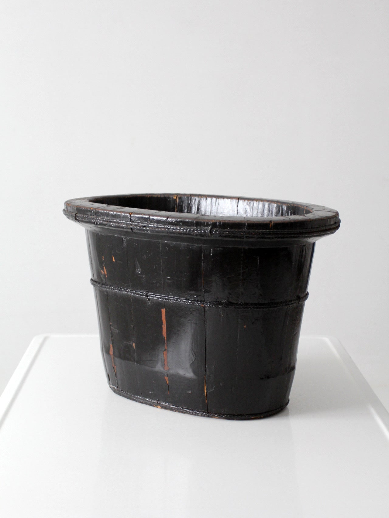antique Chinese primitive coopered wood basin