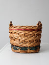 vintage woven basket with red and green