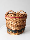 vintage woven basket with red and green