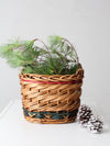 vintage woven basket with red and green