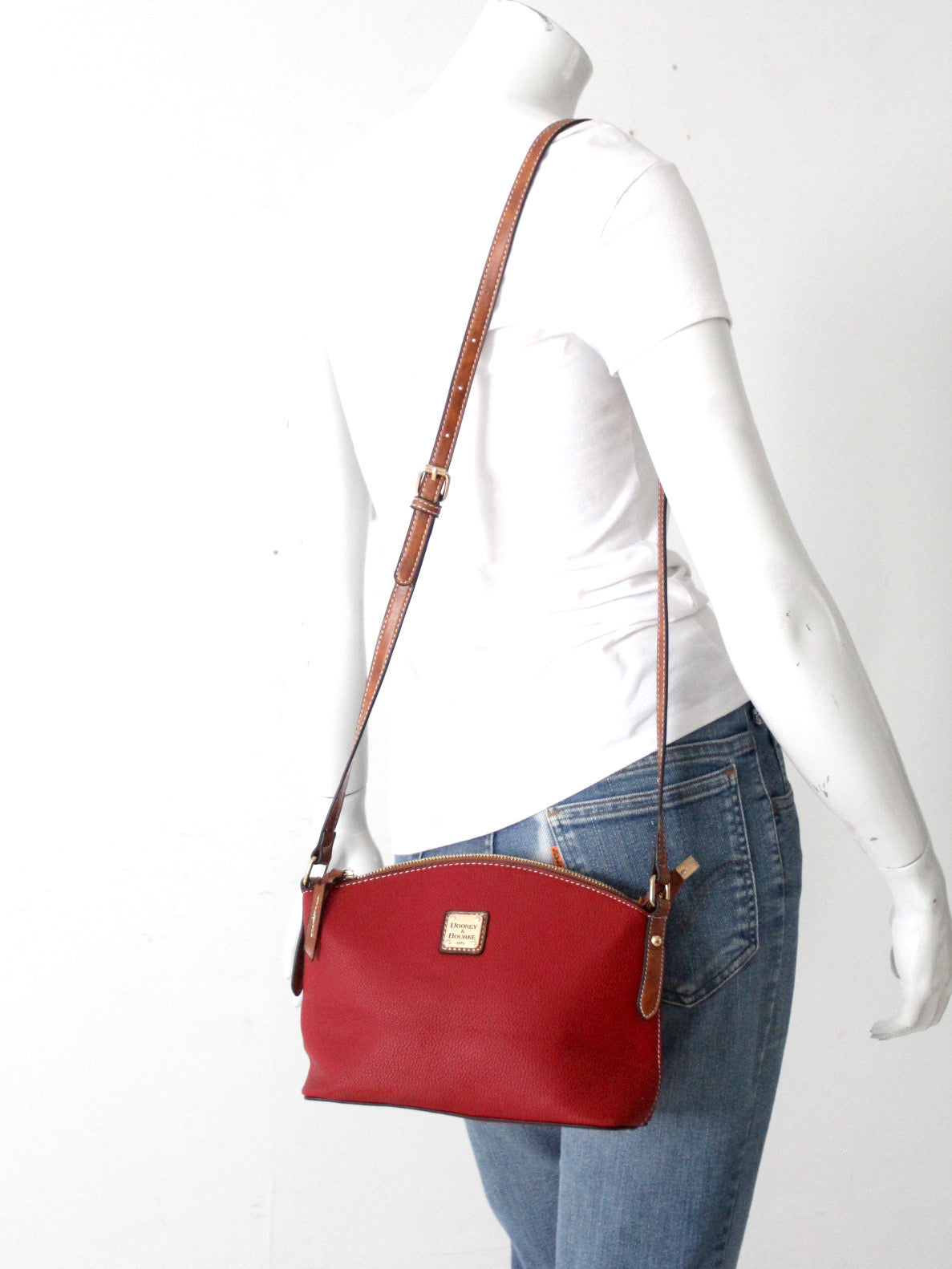 Dooney & Bourke red pebble leather domed crossbody bag – 86 Vintage