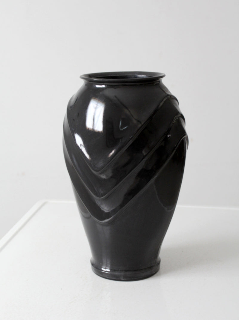 vintage Anchor Hocking black glass vase