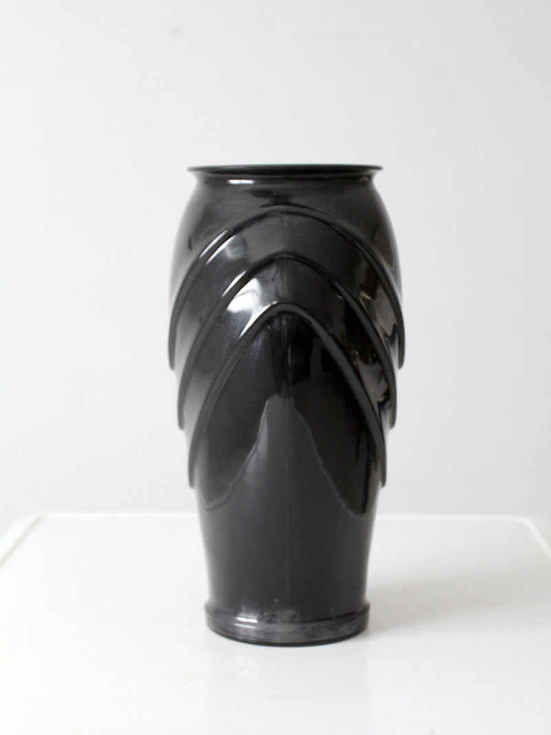 vintage Anchor Hocking black glass vase