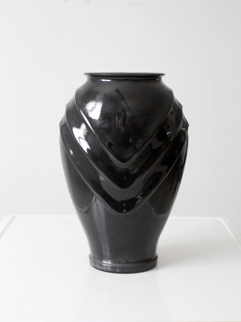 vintage Anchor Hocking black glass vase