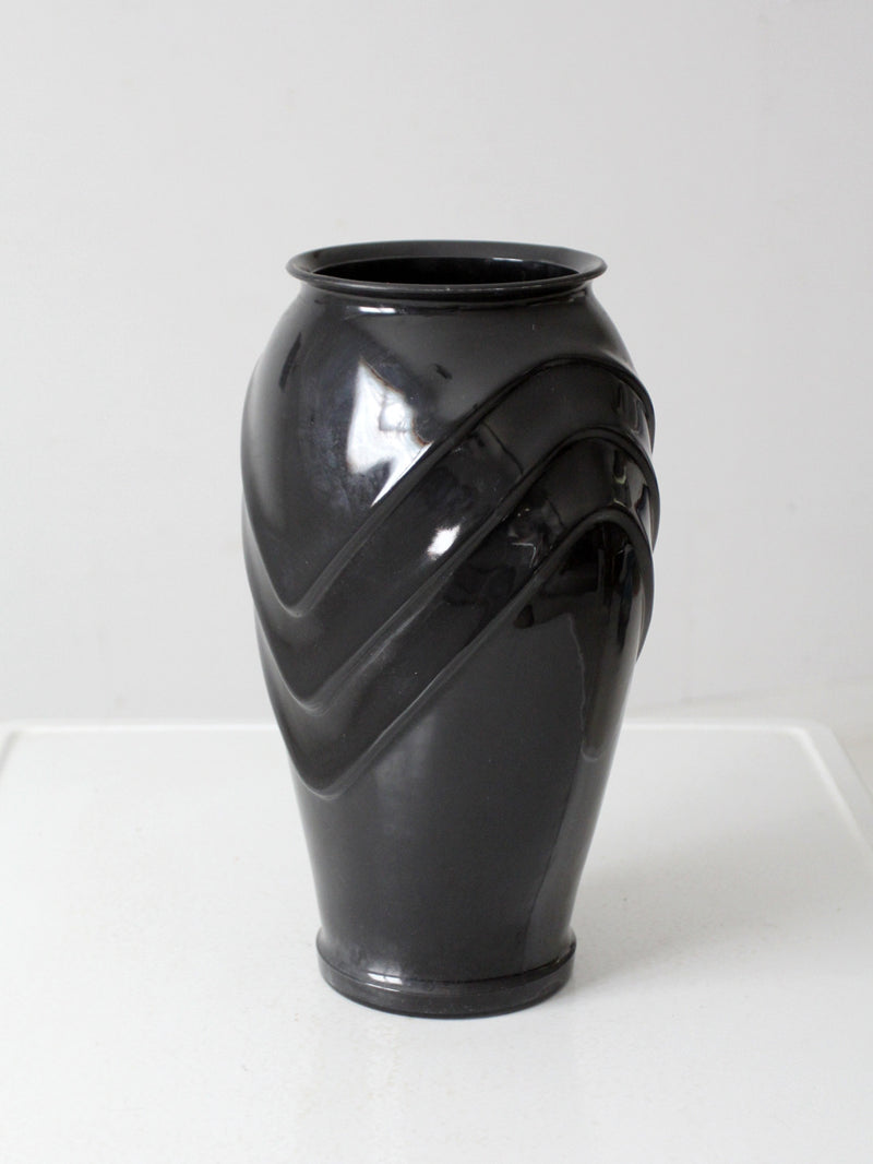 vintage Anchor Hocking black glass vase