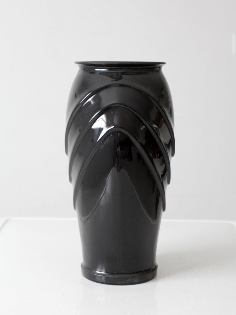 vintage Anchor Hocking black glass vase