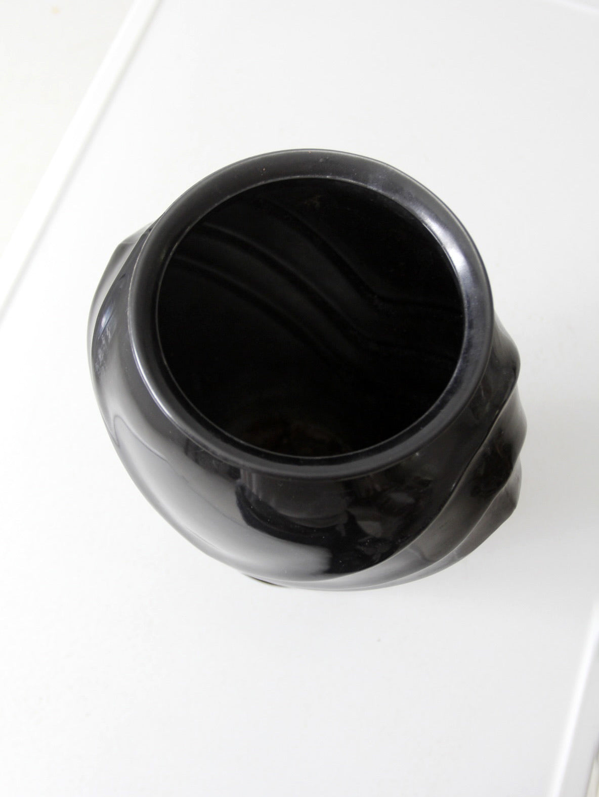 vintage Anchor Hocking black glass vase