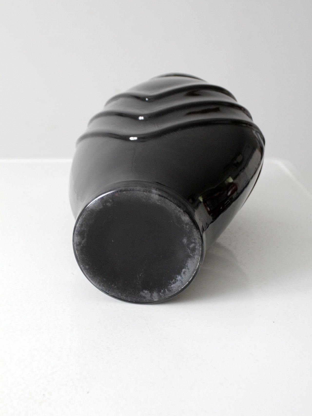 vintage Anchor Hocking black glass vase