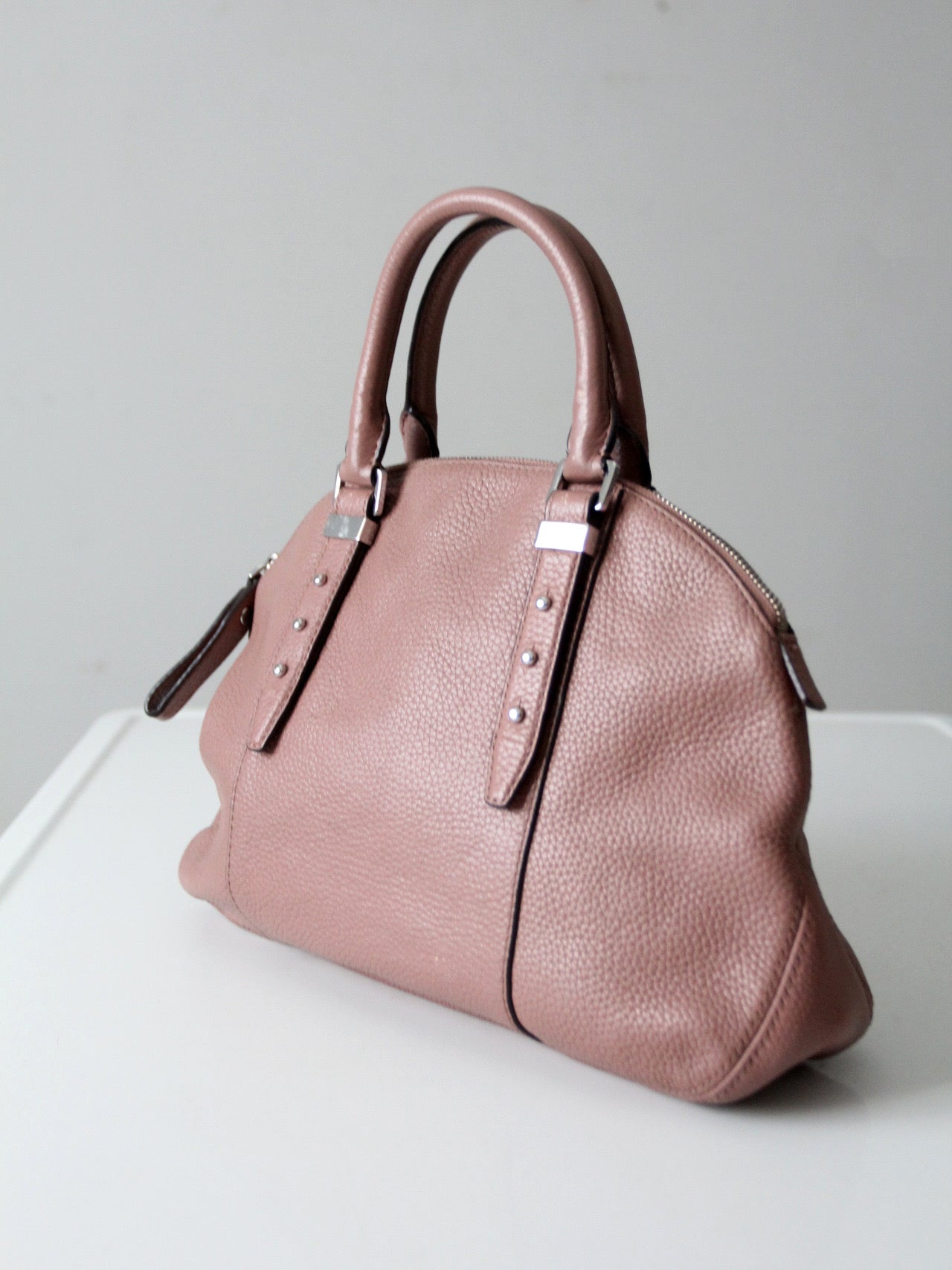 Michael Kors rose pebble leather dome satchel