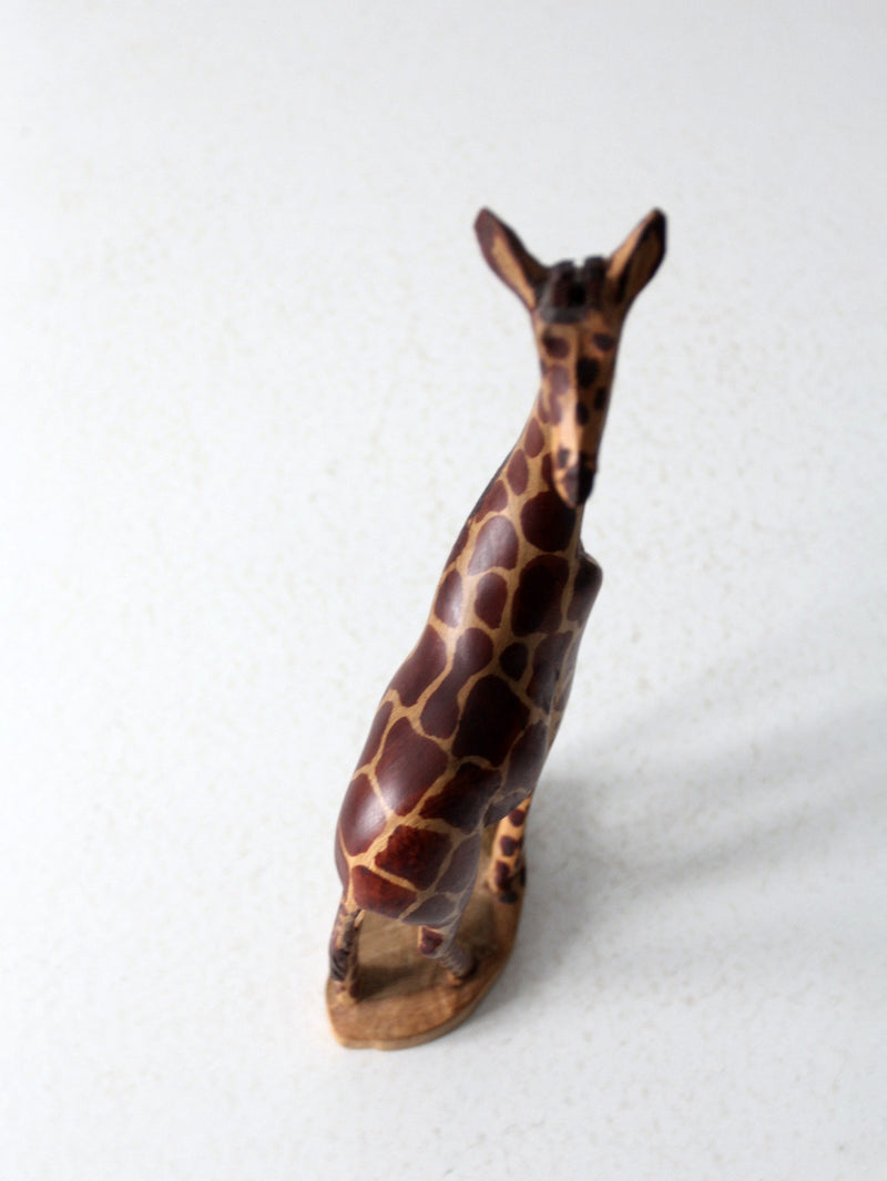 vintage wood carved giraffe