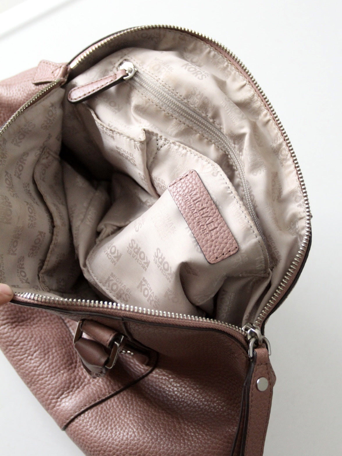 Michael Kors rose pebble leather dome satchel