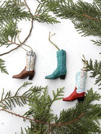 vintage cowboy boot ornament set