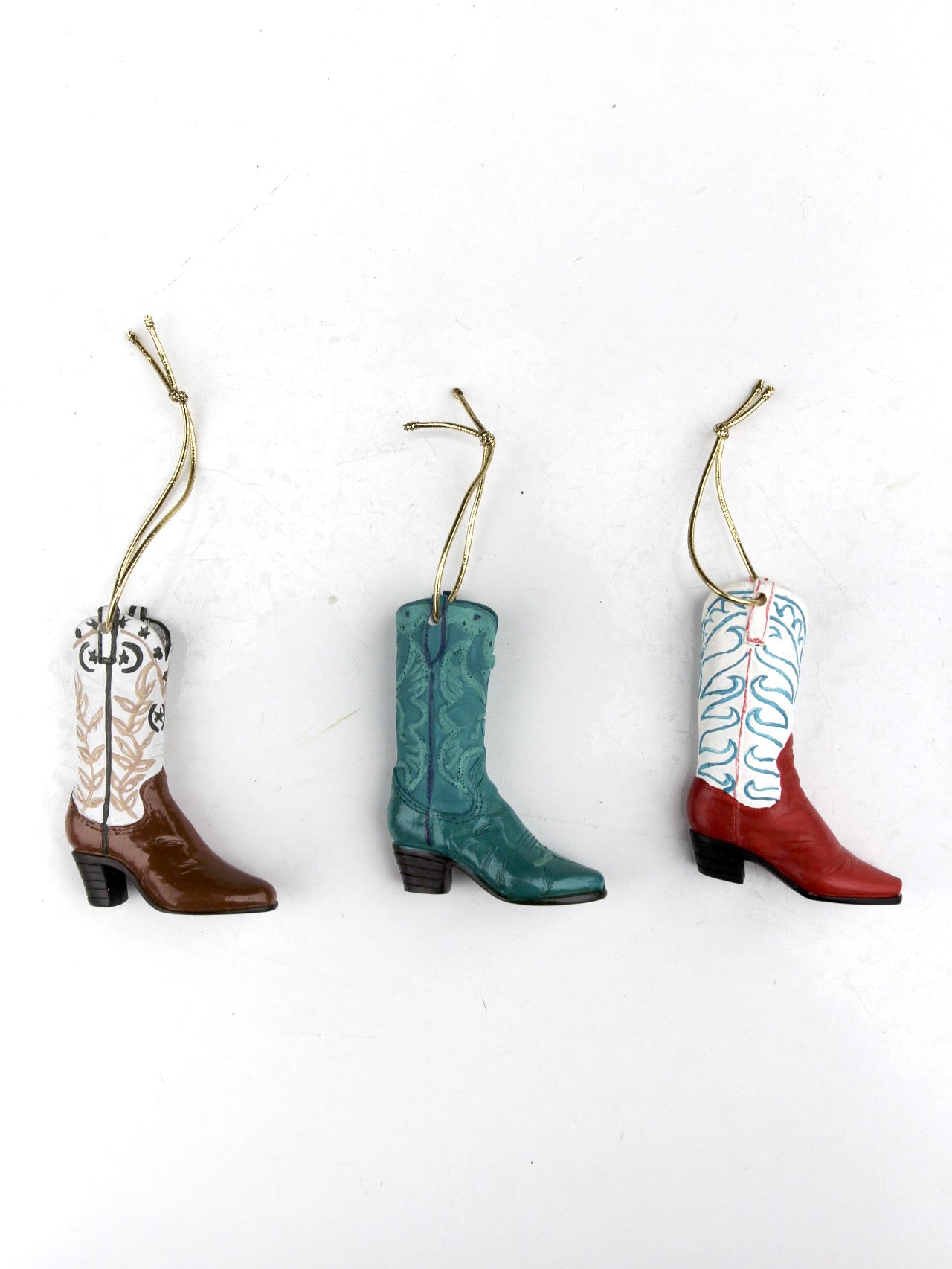 vintage cowboy boot ornament set