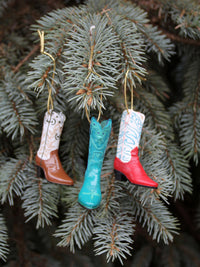 vintage cowboy boot ornament set