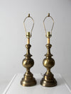 mid-century brass table lamps pair
