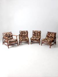 mid century Calif-Asia rattan section couch and lounge chair set