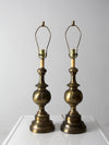 mid-century brass table lamps pair