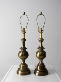 mid-century brass table lamps pair