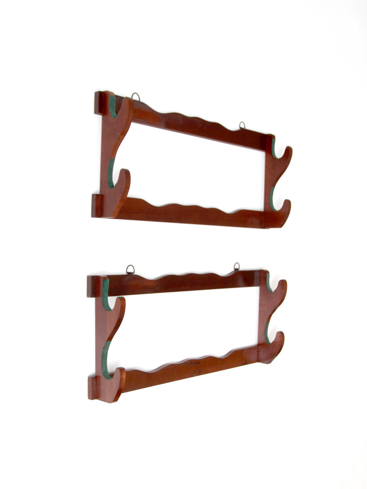 mid-century wooden gun racks pair