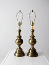 mid-century brass table lamps pair