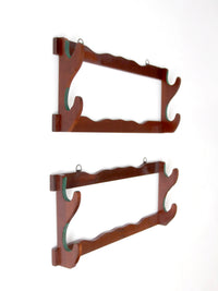 mid-century wooden gun racks pair