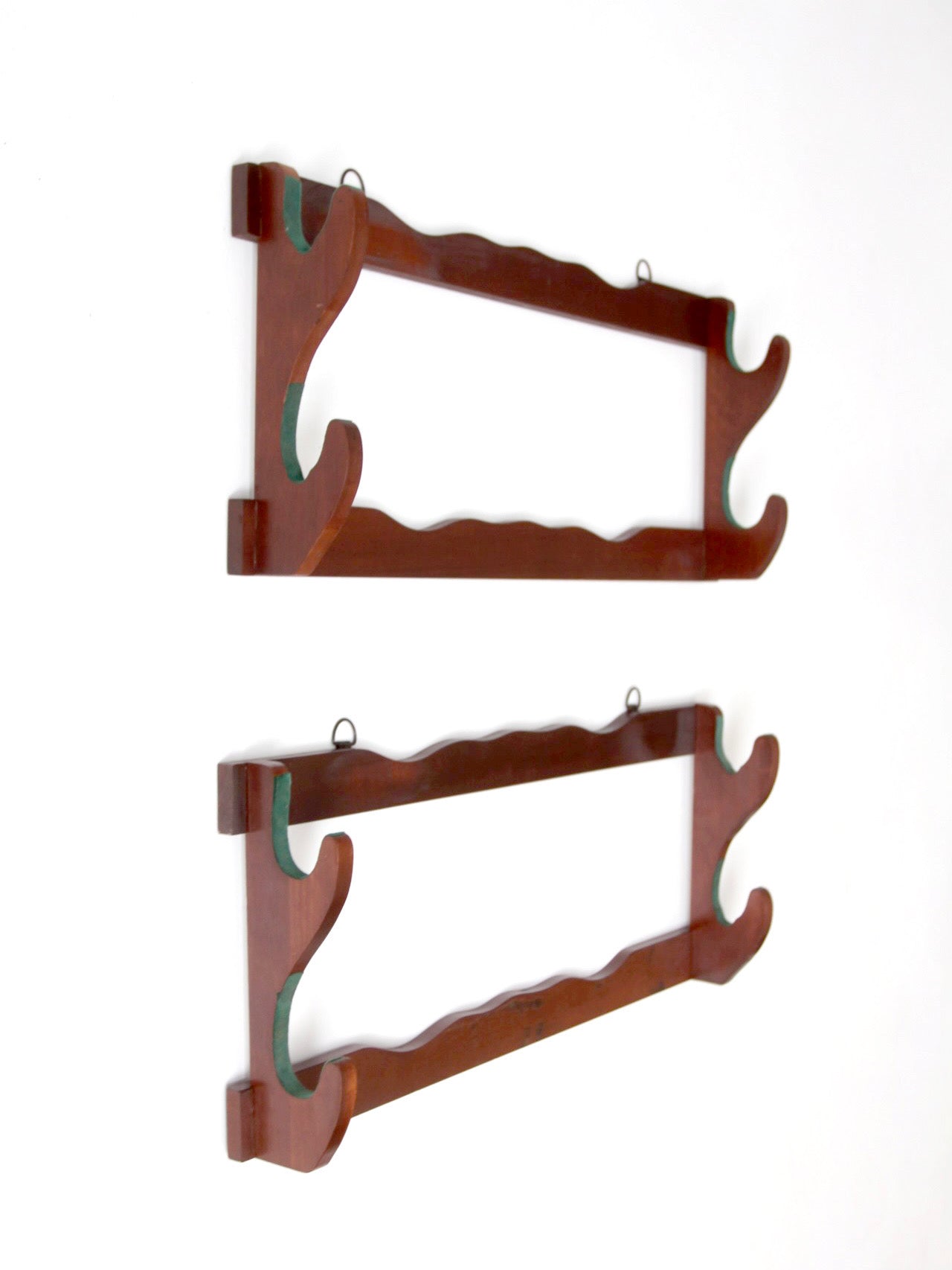 mid-century wooden gun racks pair